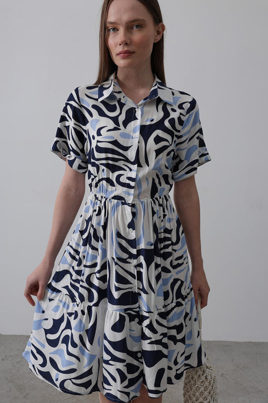Rey Printed Dress — Multicolor Abstract Soléa