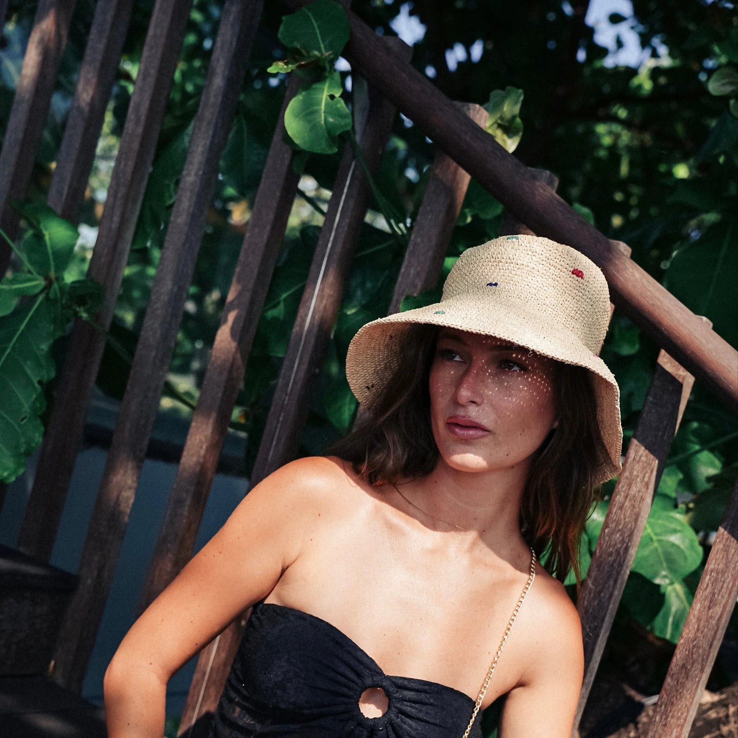 PomPom Sun Hat - Pastel Dots Lightweight Summer Hat