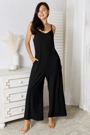 Basic Bae Full Size Spaghetti Strap V-Neck Jumpsuit - Fluent Trends