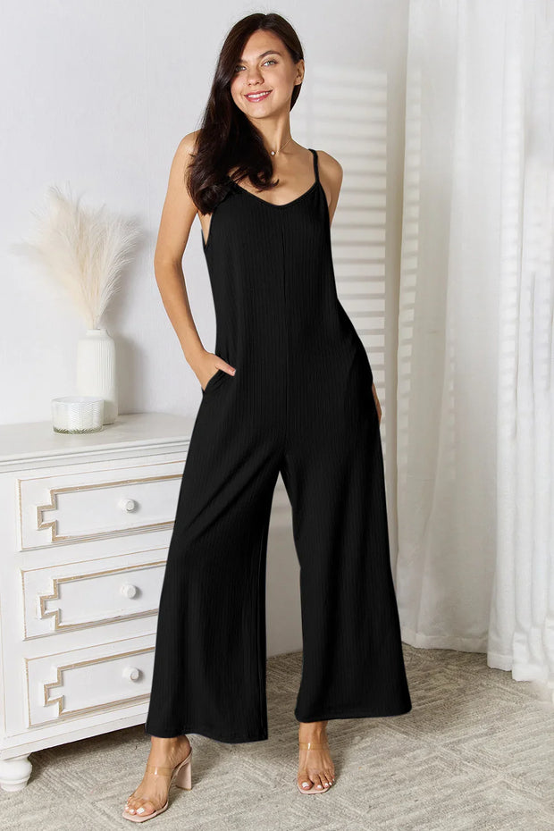 Basic Bae Full Size Spaghetti Strap V-Neck Jumpsuit - Fluent Trends