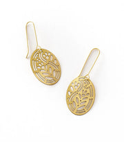 Adhya Oval Drop Hook Earrings - Gold Cutout - Fluent Trends
