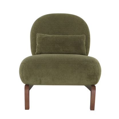 Modern Green Velvet Armless Accent Chair with Solid Wood Legs - Fluent Trends