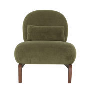 Modern Green Velvet Armless Accent Chair with Solid Wood Legs - Fluent Trends