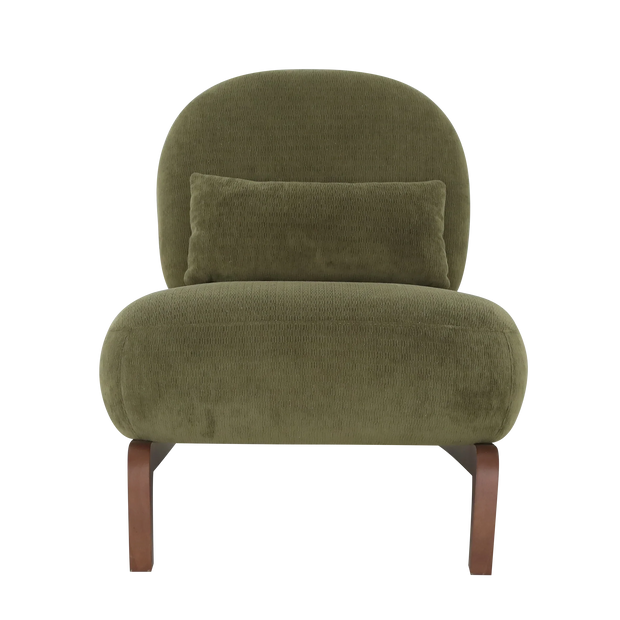 Modern Green Velvet Armless Accent Chair with Solid Wood Legs - Fluent Trends