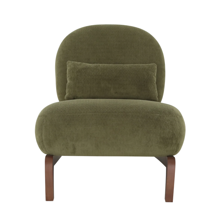 Modern Green Velvet Armless Accent Chair with Solid Wood Legs - Fluent Trends