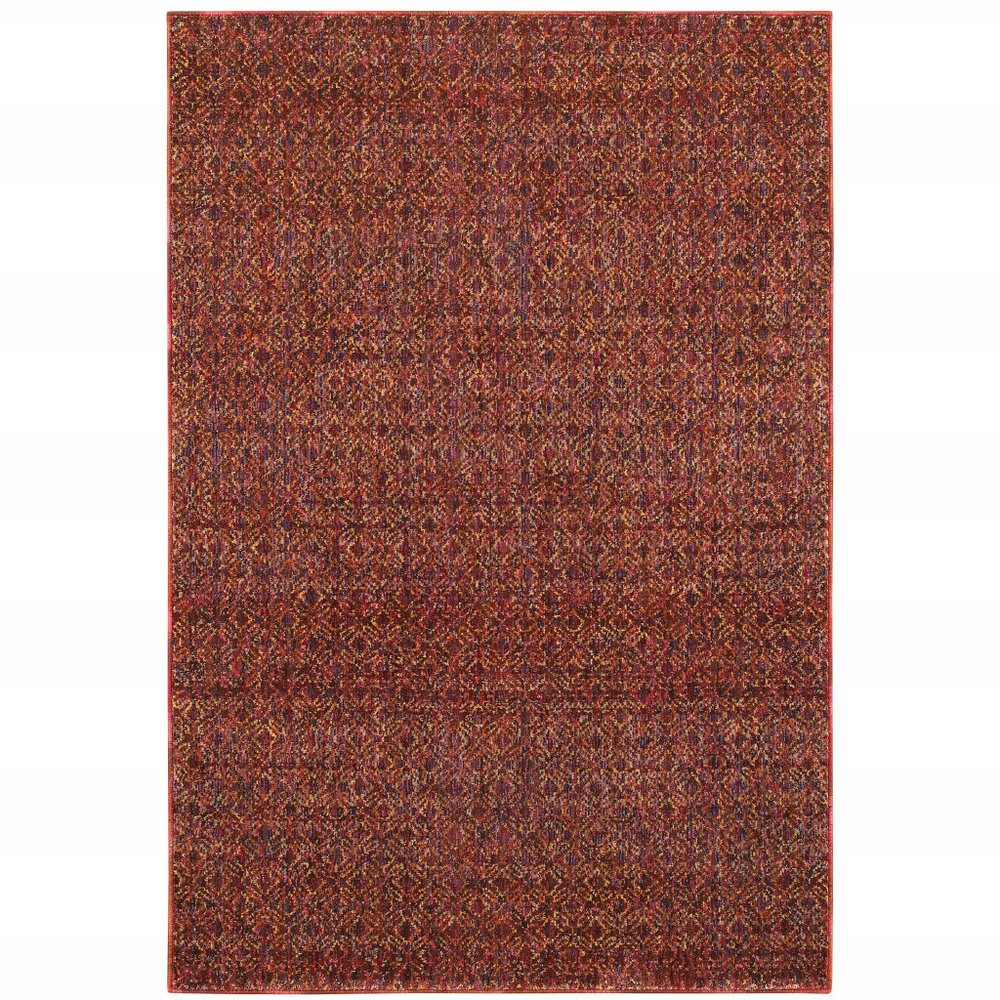 10' X 13' Red and Gold Geometric Power Loom Area Rug HomeRoots