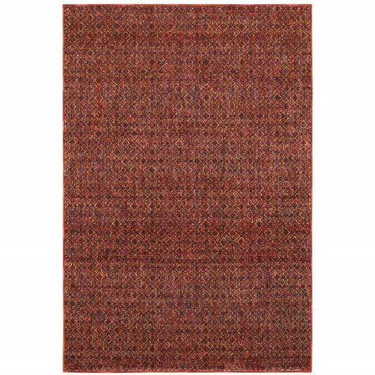 10' X 13' Red and Gold Geometric Power Loom Area Rug HomeRoots