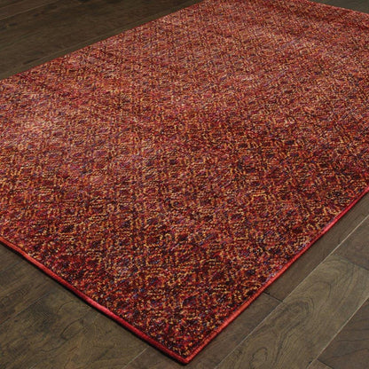 10' X 13' Red and Gold Geometric Power Loom Area Rug - Fluent Trends