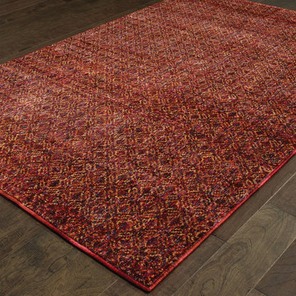 10' X 13' Red and Gold Geometric Power Loom Area Rug HomeRoots