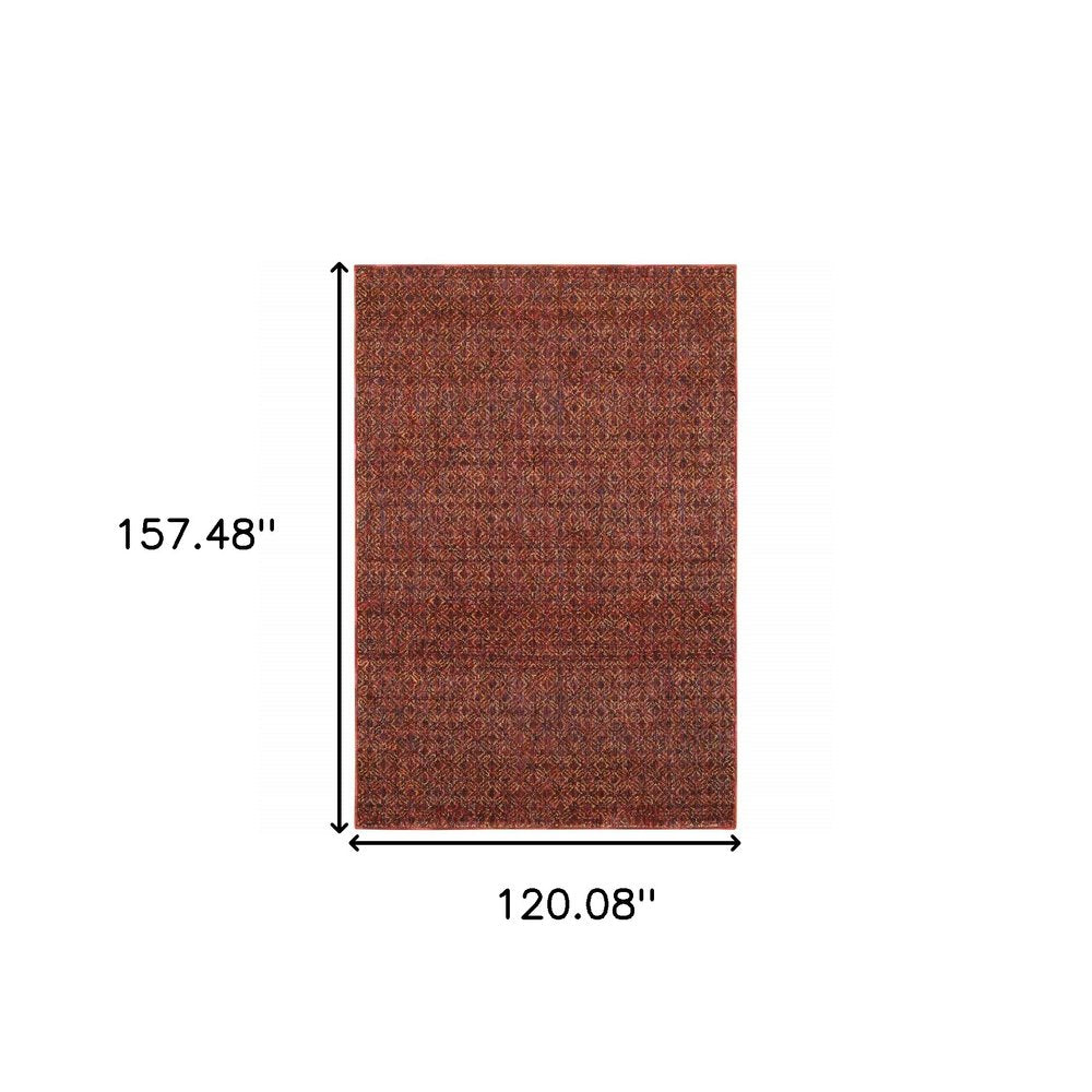 10' X 13' Red and Gold Geometric Power Loom Area Rug HomeRoots