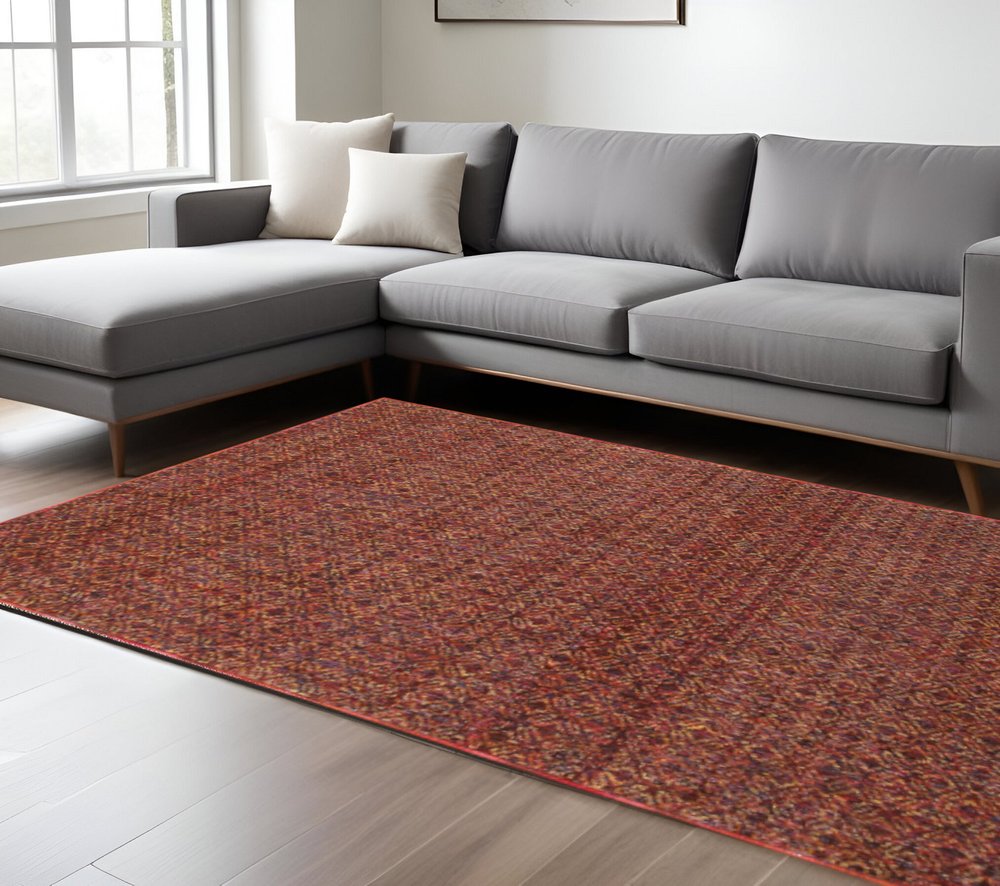 10' X 13' Red and Gold Geometric Power Loom Area Rug HomeRoots