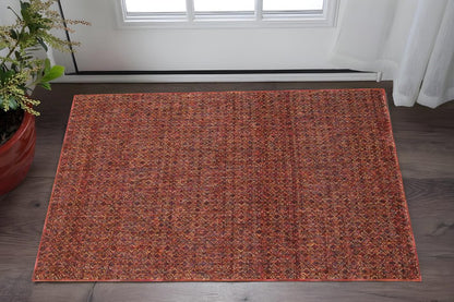 10' X 13' Red and Gold Geometric Power Loom Area Rug