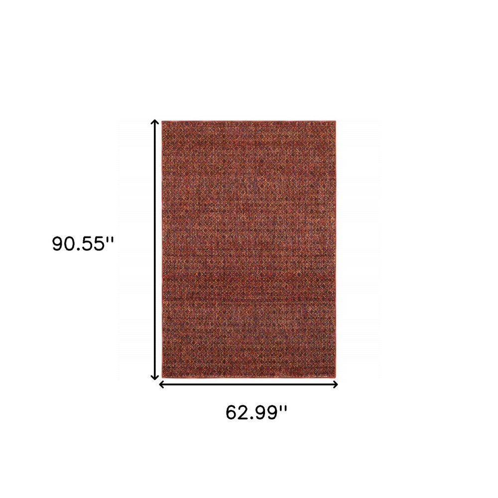 10' X 13' Red and Gold Geometric Power Loom Area Rug
