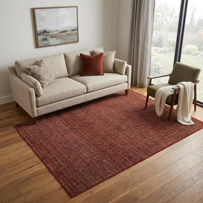 10' X 13' Red and Gold Geometric Power Loom Area Rug