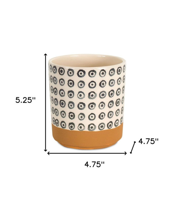 Set of Four Cream Dolomite 3 Ounce Round Pot Planters - Fluent Trends Indoor Planters