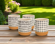 Set of Four Cream Dolomite 3 Ounce Round Pot Planters - Fluent Trends Indoor Planters