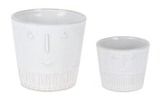 White Set of Two Porcelain 4.4329 ounce Round Pot Planter - Fluent Trends Indoor Planters