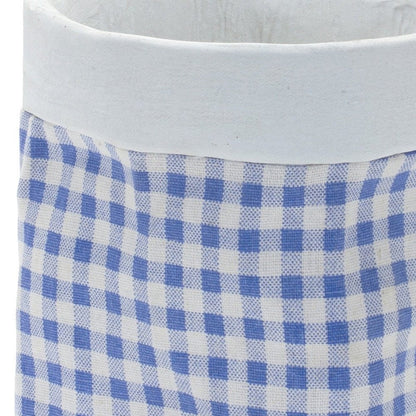 Set of Two Blue And White Cement 7 Ounce Gingham Pot Planters HomeRoots
