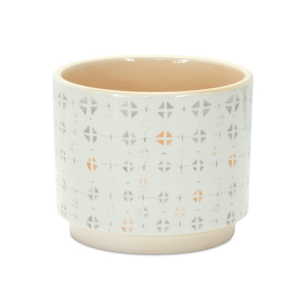 White Set of Three Dolomite 2.77056 ounce Round Pot Planter - Fluent Trends Indoor Planters