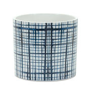 Set of Two White And Blue Ceramic Lattice 2 Ounce Round Pot Planters - Fluent Trends Indoor Planters