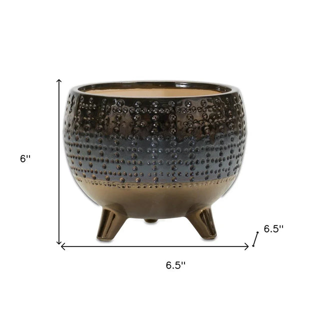 Antiqued Bronze And Pewter Clay 7 Ounce Geometric Pot Planter - Fluent Trends Indoor Planters
