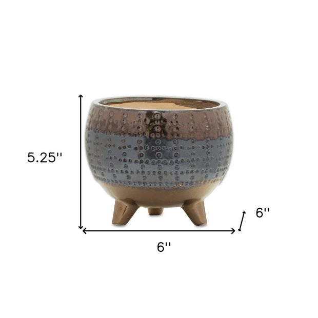 6" Blue Clay Round Pot Planter - Fluent Trends Indoor Planters