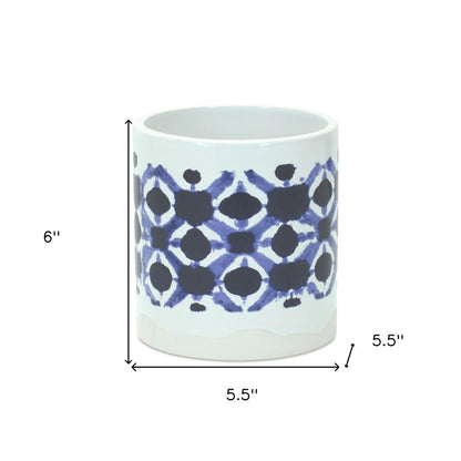 Set of Two 6" White Ceramic Round Pot Planter HomeRoots