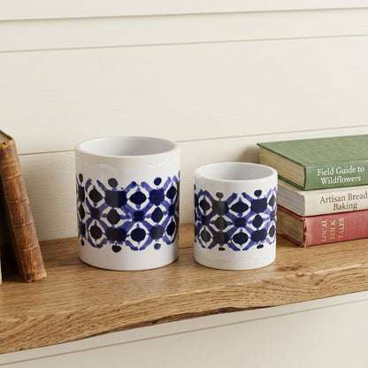 Set of Two 6" White Ceramic Round Pot Planter