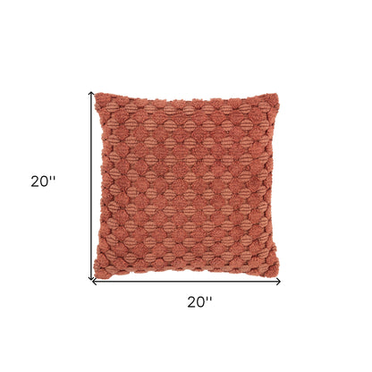 20" Terra Cotta Cotton Throw Pillow With Texture