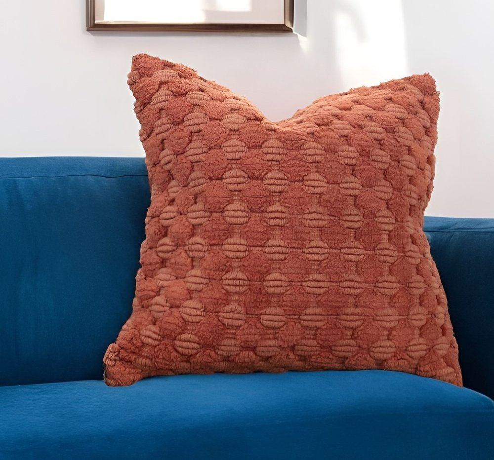 20" Terra Cotta Cotton Throw Pillow With Texture HomeRoots