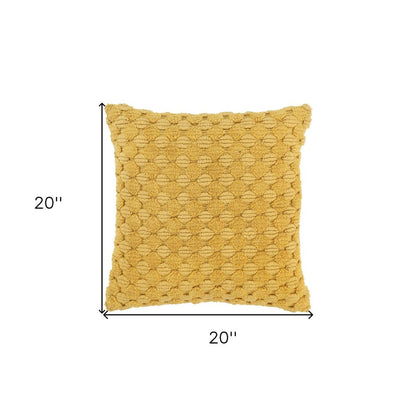 20" Yellow Cotton Throw Pillow With Texture HomeRoots
