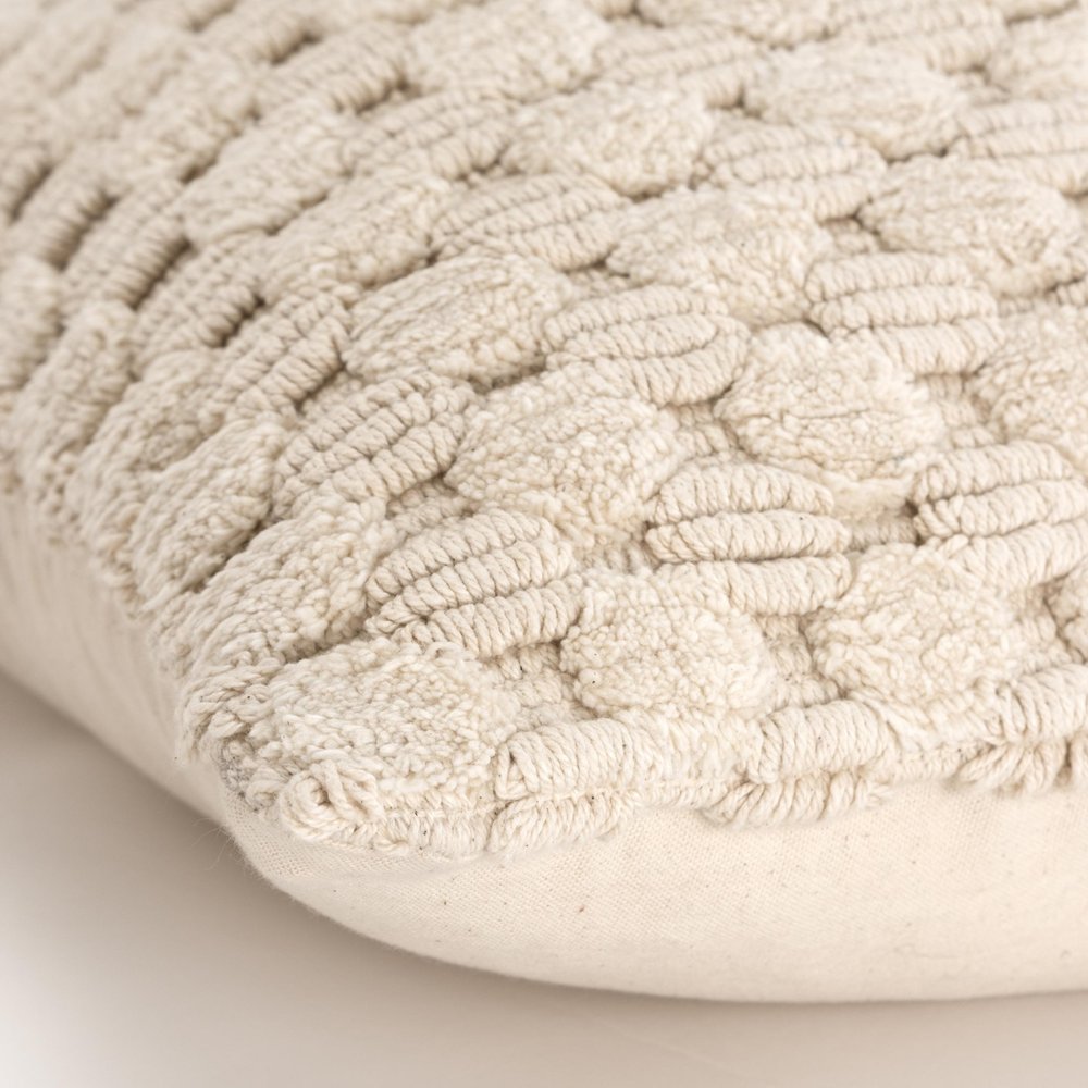 20" Ivory Cotton Throw Pillow With Texture HomeRoots
