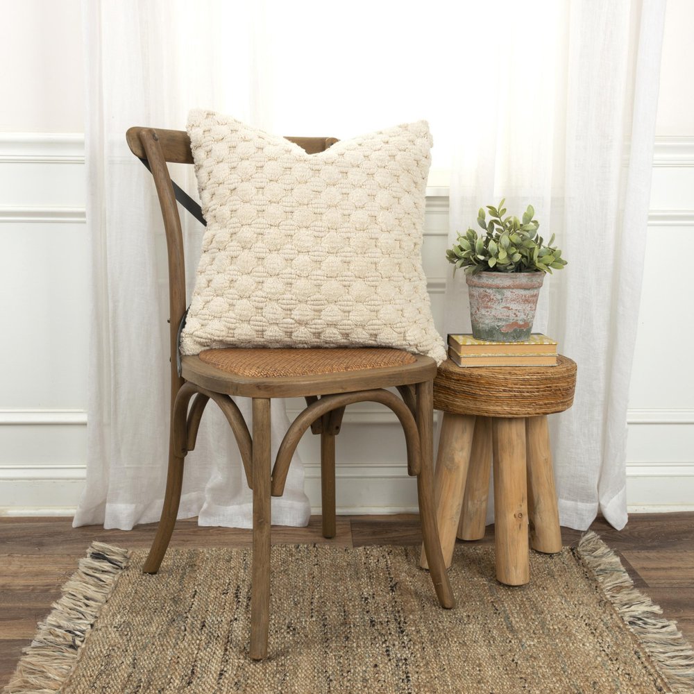 20" Ivory Cotton Throw Pillow With Texture - Fluent Trends Accent Throw Pillows