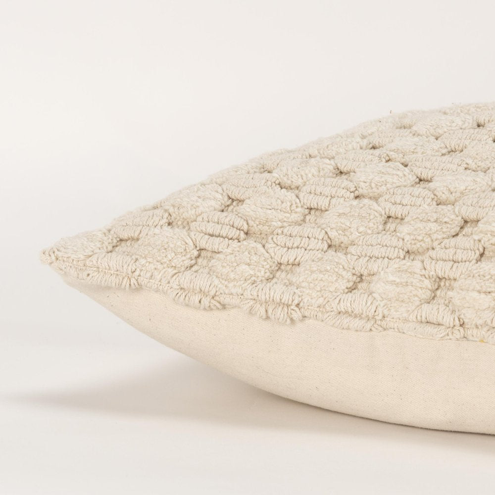 20" Ivory Cotton Throw Pillow With Texture HomeRoots