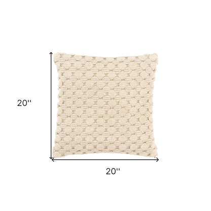 20" Ivory Cotton Throw Pillow With Texture