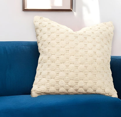 20" Ivory Cotton Throw Pillow With Texture HomeRoots