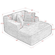 Green Corduroy Chaise Lounge Sofa Bed - Modern Foam Cloud Couch for Living Room - Fluent Trends