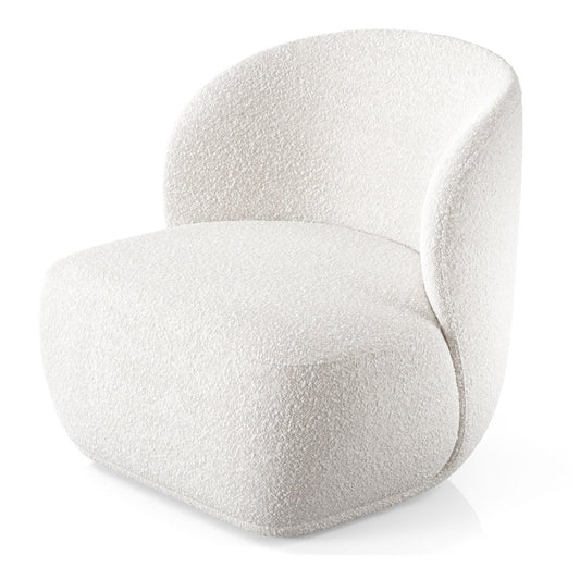 White Boucle Wingback Chair 31"