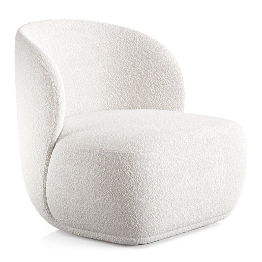 White Boucle Wingback Chair 31"