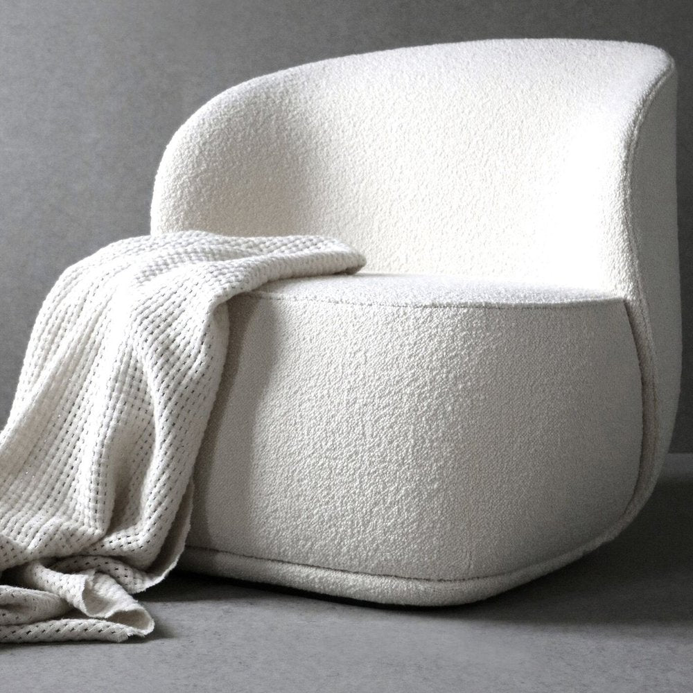 White Boucle Wingback Chair 31"