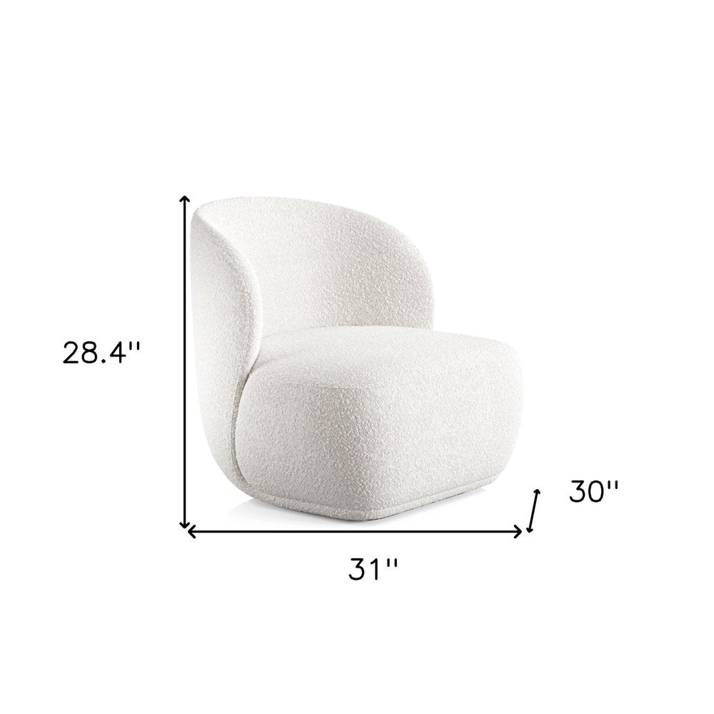 White Boucle Wingback Chair 31"