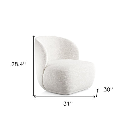 White Boucle Wingback Chair 31"