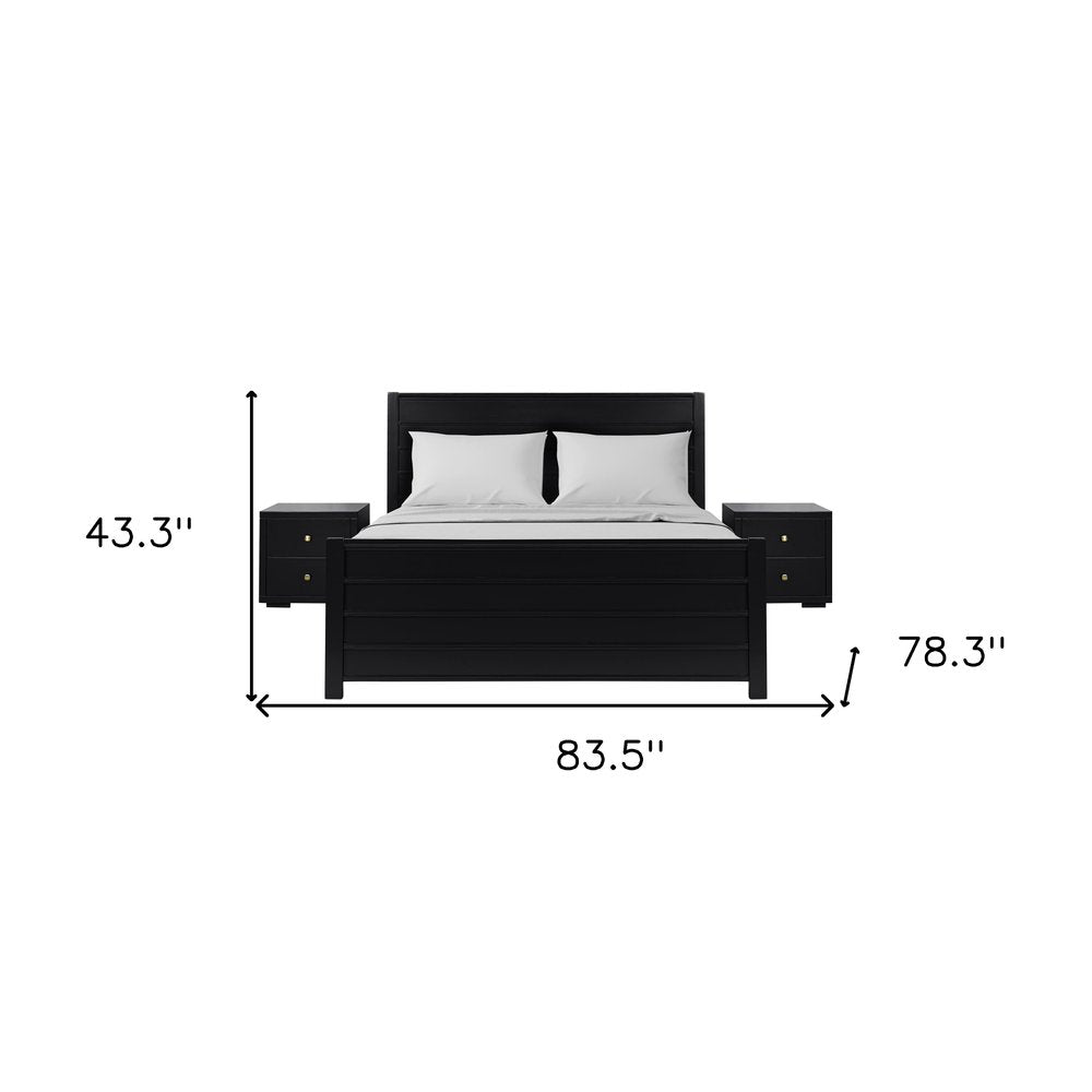 Black Solid Wood King Bedroom Set