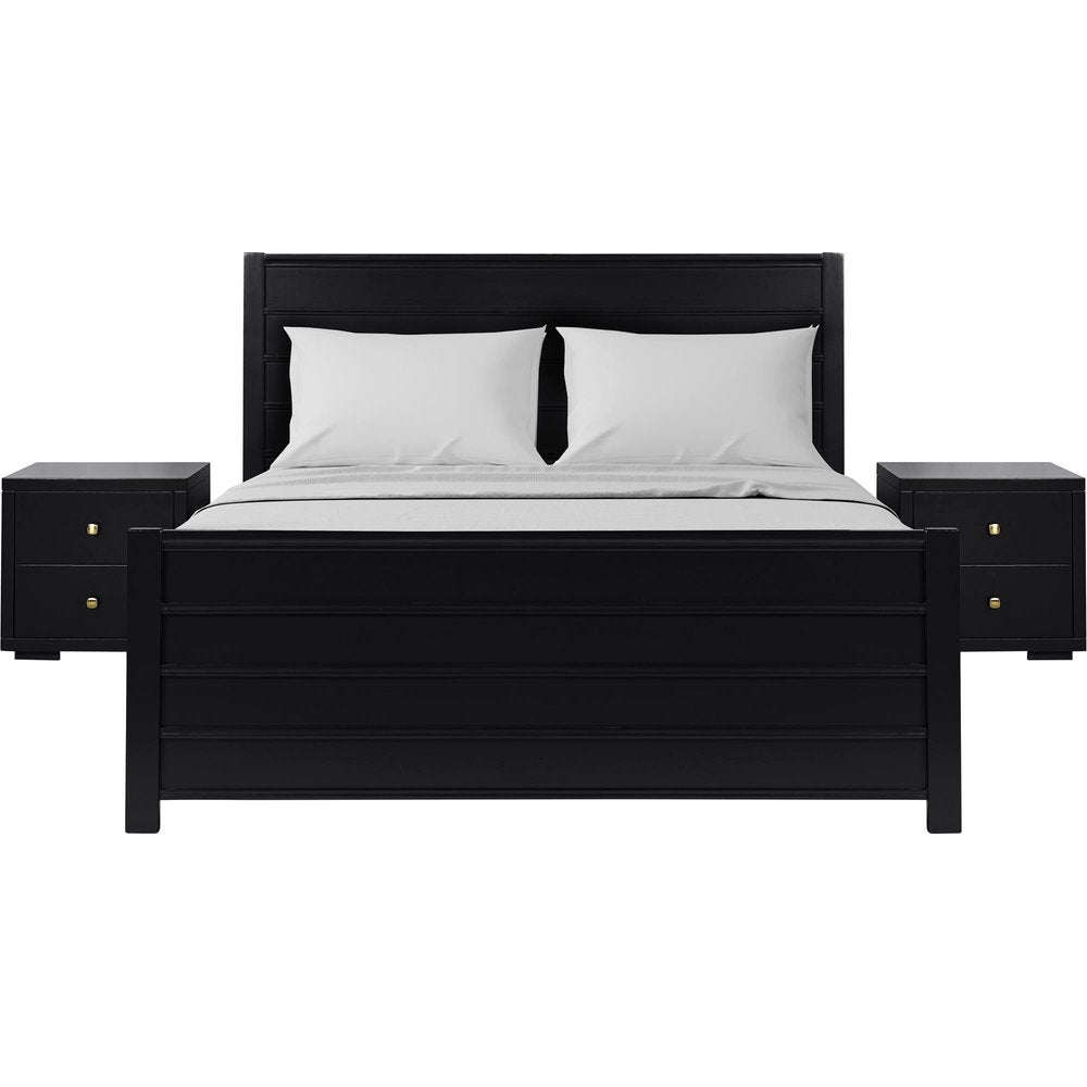 Black Solid Wood King Bedroom Set