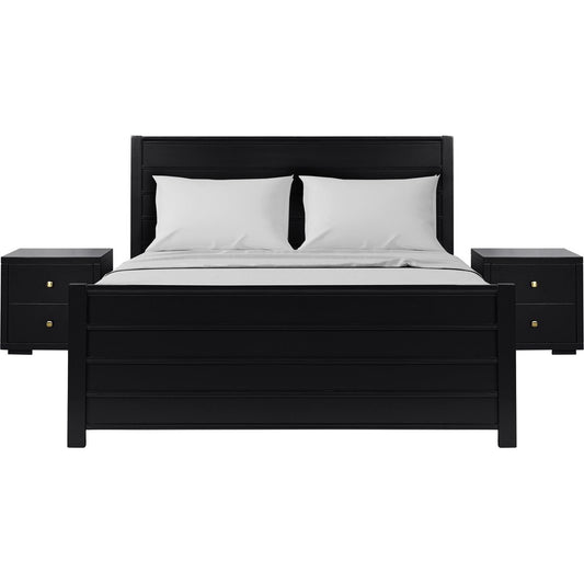 Black Solid Wood King Bedroom Set