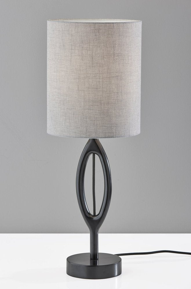 28" Black Wood Round Table Lamp