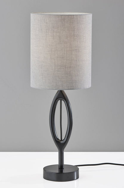 28" Black Wood Round Table Lamp