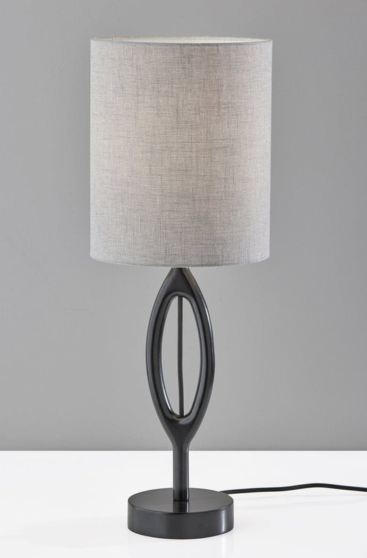 28" Black Wood Round Table Lamp