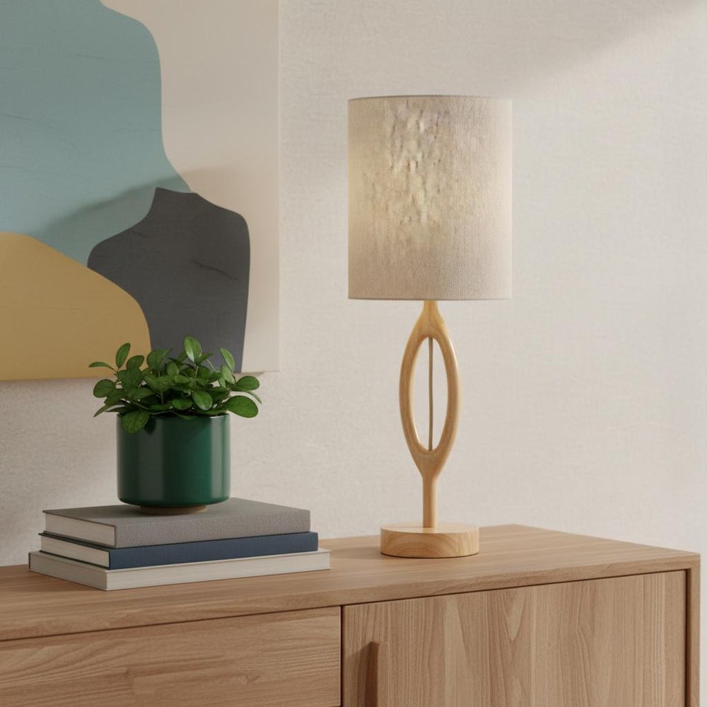 28" Round Natural Wood Table Lamp