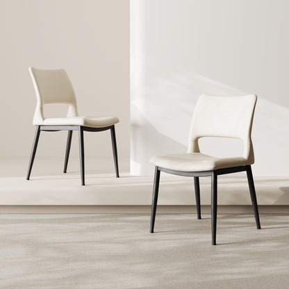 Modern White PU Leather Dining Chairs Set of 2 | Minimalist - Fluent Trends Dining Chair